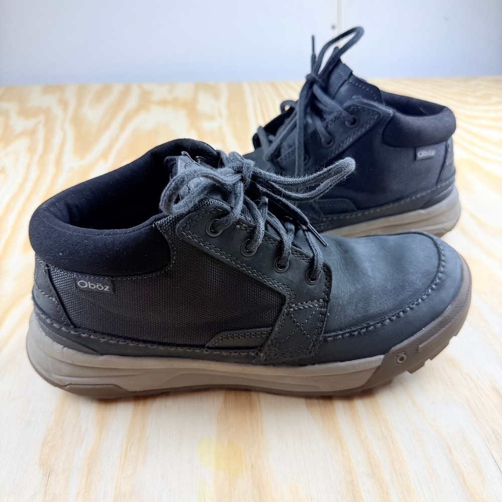 Oboz Bozeman Mid Mens Hiking Boots Charcoal Black Leather Textile Size 8